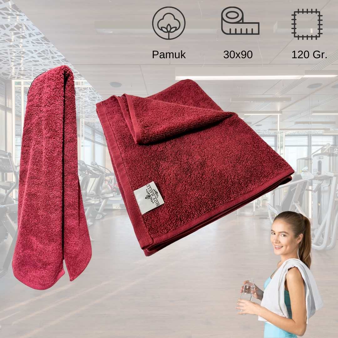 Spor Havlusu Açık Bordo 30x90 cm